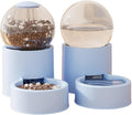 Automatic Pet Feeder and Water Dispenser Set with Pet Food Bowl,Gravity Dog Waterer and Food Feeder for Cats Dogs (Blue)