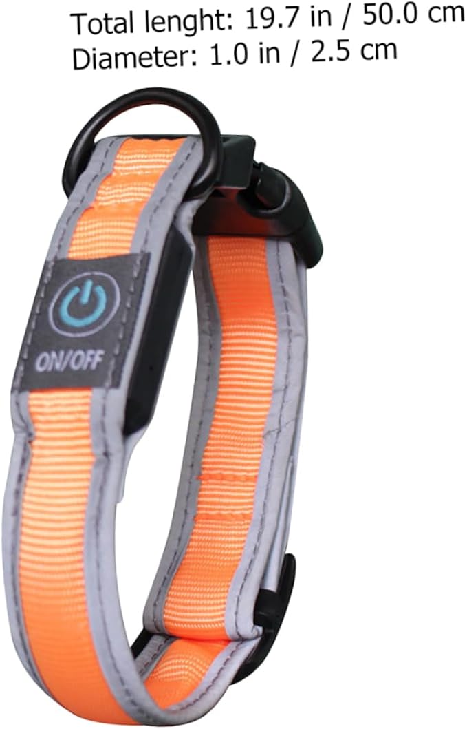 YARNOW 1pc Rechargeable Led Dog Collar Nylon Lighted Pet Necklace for Night Safety USB Charging Glow Dark Fluorescent