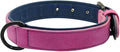 Genuine Leather Large Dog Collar Padded Durable Dog Collars Real Leather Collar for Large Dog Rottweiler Labrador Pitbull Purple S