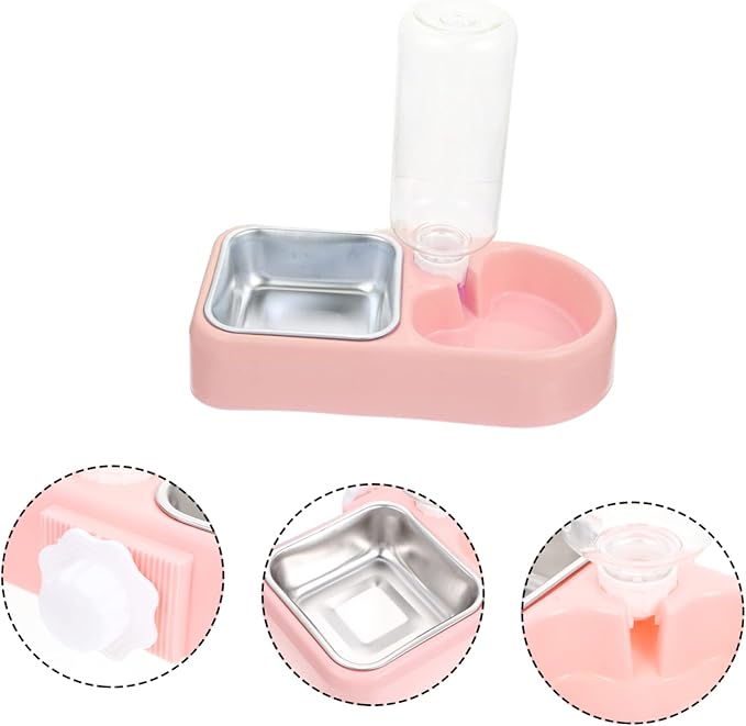 BESPORTBLE 1set Hanging Automatic Water Feeder for Dogs and Cats Detachable Non-Skid Bowls Dual Food and Water Function Convenient Pet Feeding