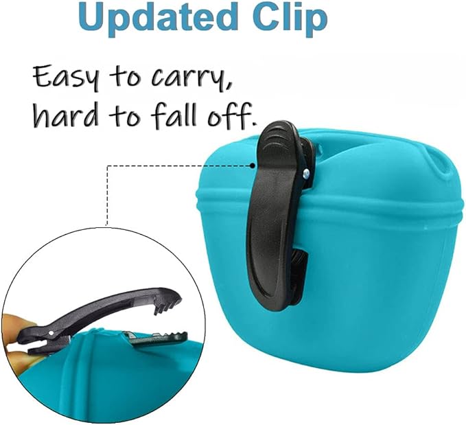 RoyalCare Silicone Dog Treat Pouch-Small Training Bag-Portable Dog Treat Bag for Leash with Magnetic Closure and Waist Clip airtight sealed - 2pieces [US Design Patent]