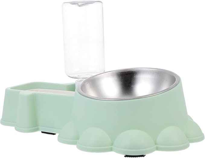BESPORTBLE Automatic Pet Feeder Stainless Steel Dog Bowl Dual Food and Water Dispenser for Dogs and Puppies Bite and Shatter Resistant Green Design for Convenient Feeding