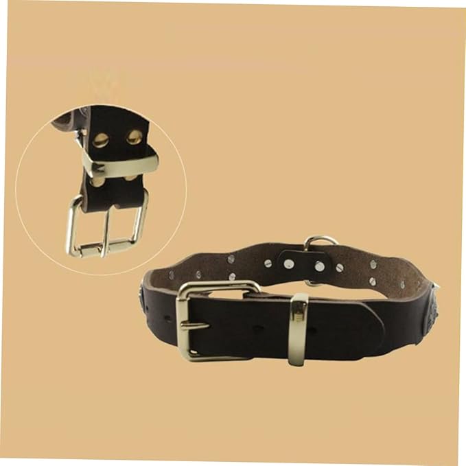 Pet Cowhide Collar for Medium Large Dogs Adorable Leather Dog Necklace and Stylish Necklet