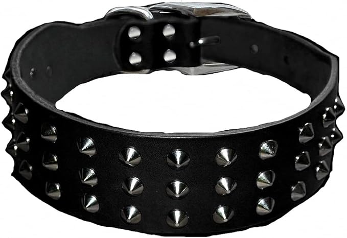 Pug Dog Collar Leather Adjustable Spikes Pet Collar for Small Medium Large Dogs Black Brown Bull Dog coleira