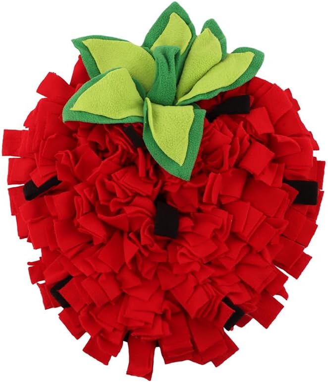 Snuffle Mat for Dogs, Pet Feeding Mats Puppy Sniffing Pad, Strawberry Shaped Snuffle Mat, Cat Doggies Interactive Toys for Multiple Breeds Training and Stress Release (Strawberry)