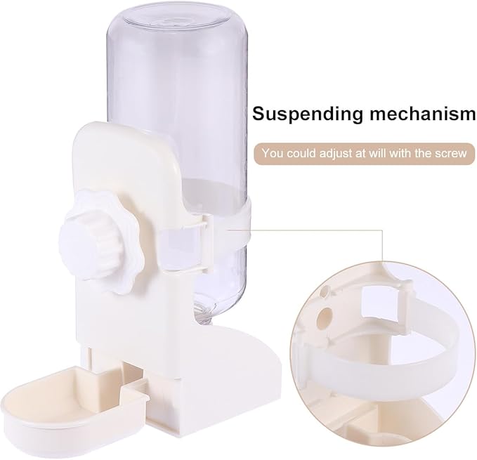 Beaupretty Automatic Hanging Water Dispenser 500ml Gravity Waterer Pet Water Feeder Station for Dogs and Cats White Large Capacity
