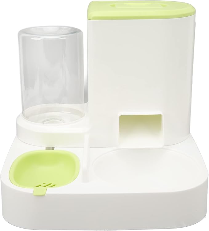 Pet Cat Waterer Food Feeder Automatic, 2.2L Food Storage, 1L Water Dispenser, Feeding for Small to Large Pets (Green)