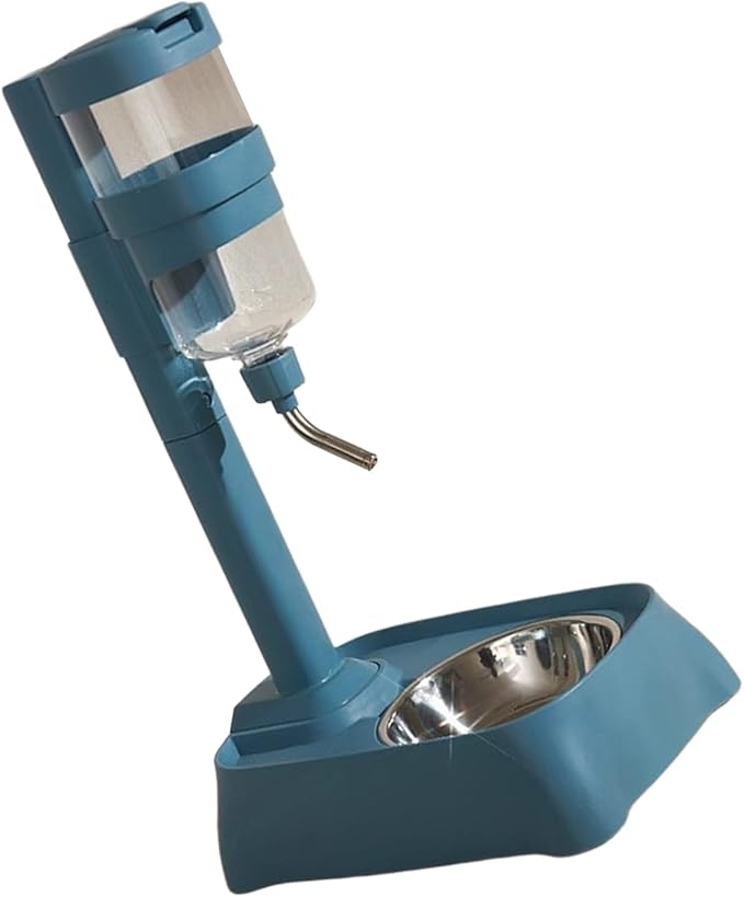 Gray Automatic Pet Drinking Fountain and Feeder Bowl with Height Adjustable for Dogs and Cats Adjustable Pet Bowl