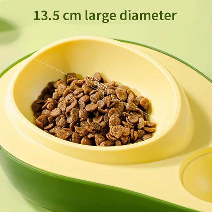 Raised Cat Food Bowl and Automatic Water Dispenser Set,Avocado Gravity Cat Water Dispenser Slow Feeder Dog Bowls,Multifunctional Self Dispensing Pet Waterer for Puppy Kittens (Food Bowl)