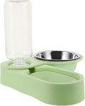 Double Stainless Steel Cat Bowls Rotatable Corner Foldable Feeder with Green Bowls, Detachable Pet Food Dispenser Suitable for Cats and Small Dogs
