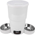 Smart Pet Feeder, 304 Stainless Steel Bowl Dual Power Supply Timing Portion Control Pet Food and Water Dispenser for Pets Dogs Puppies Kittens(White)