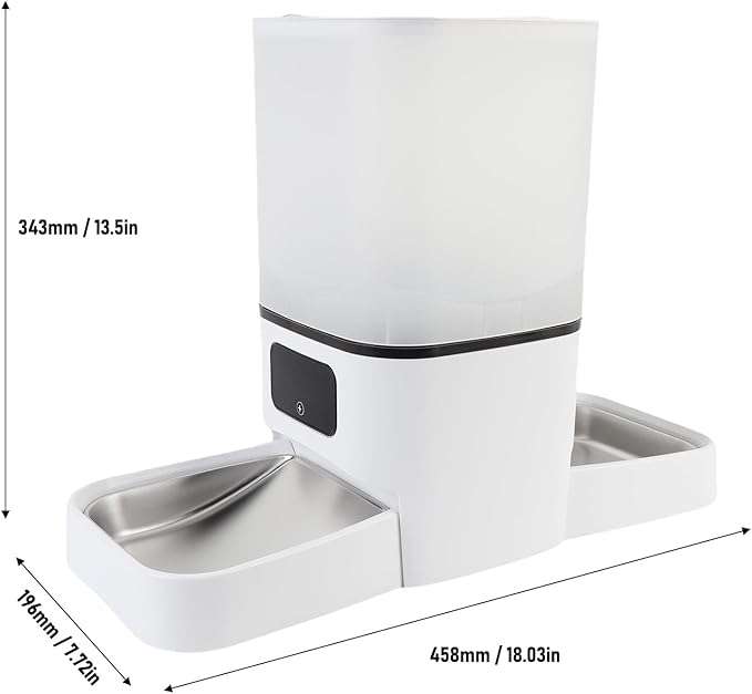 Zerodis Smart Pet Food Dispenser with Generous 6L Capacity, Remote Feeding Control, Timed Feeding for Indoor Pets