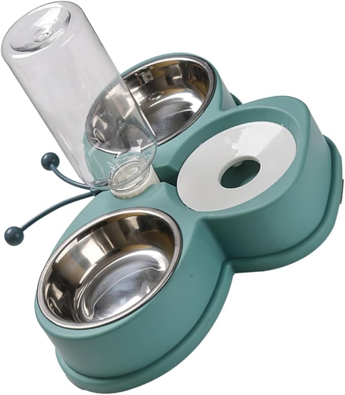 Multi-Function Automatic Pet Waterer and Feeder with 720ml Stainless Steel Bowls, Anti-Skid Design for Household Cats and Dogs, Convenient Feeding and Drinking Solution for Puppies