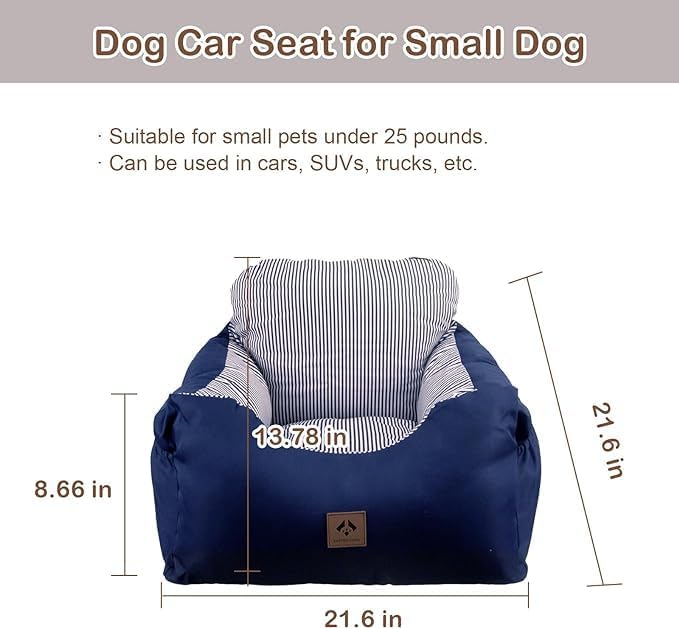 Dog Car Pet Booster Seat for Small Dogs, Washable Travel Dog Carrier for Small Pets Dogs or Cats Up to 25LB