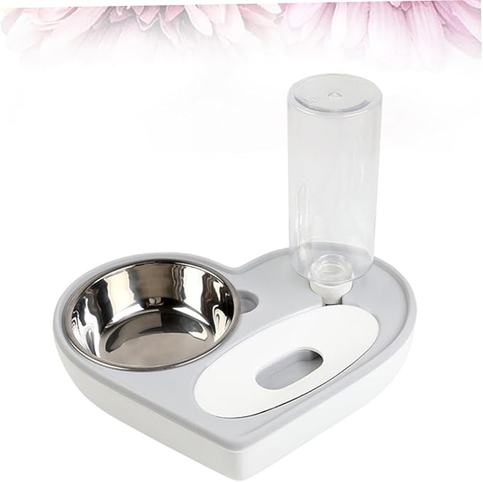 Dog Water Bowl Dispenser Automatic Pet Water Feeder Heart Shape Drinking Bowl Cat Dog Pet Supplies Grey