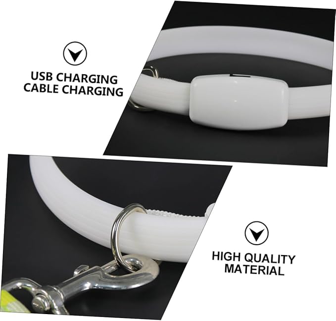 GALPADA USB Charging LED Dog Collar Glowing Pet Collar White Night Light for Walking