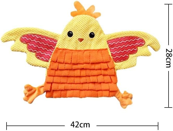 Small Pet Snuffle Mat with BB Squeaker and Crinkle Sound for Dogs Rabbits Guinea Pigs, Interactive Nose Work Training Blanket for Hiding Treats and Relieving Boredom (Yellow)