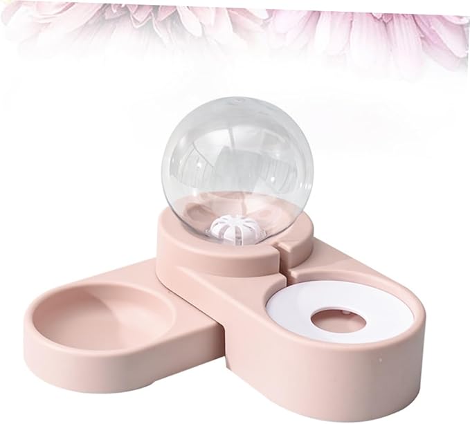 SUPVOX Creative Automatic Pet Water Feeder with Double Bowl Design Practical Pet Water Dispenser for Cats and Dogs Pink Color Non-Spill Design for Home