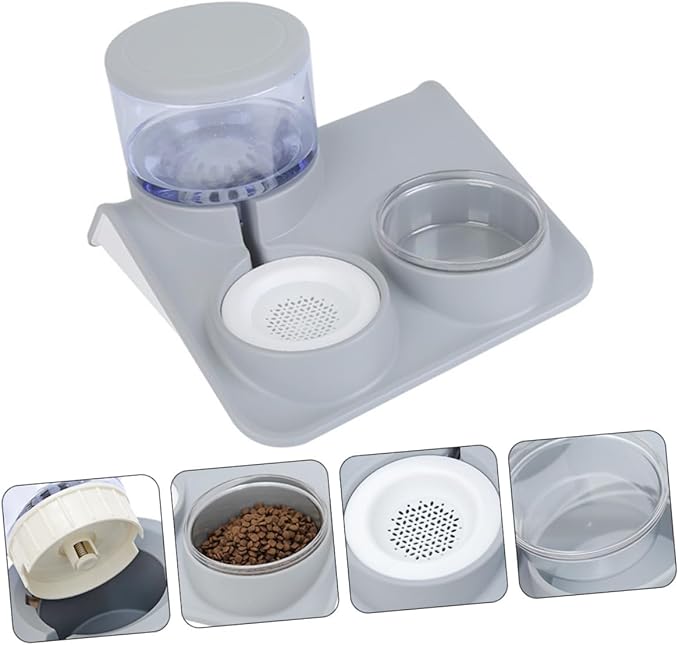 Mikikit 1Pc Automatic Pet Water and Food Dispenser Capacity Cat Dog Water Bowl with Removable Eating Bowl Design for Convenient Cleaning for Home Use