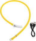 LED Rechargeable Silicone Dog Collar Oval Shape Waterproof Glowing Pet Neck Belt Yellow Large for Night Safety and Anti-Lost Use