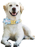 Custom Flower Dog Collar Nylon Floral Printed Pet Dog Collars Personalized Puppy Collar for Small Medium Large Dogs Cat Pitbull 153 Blue S