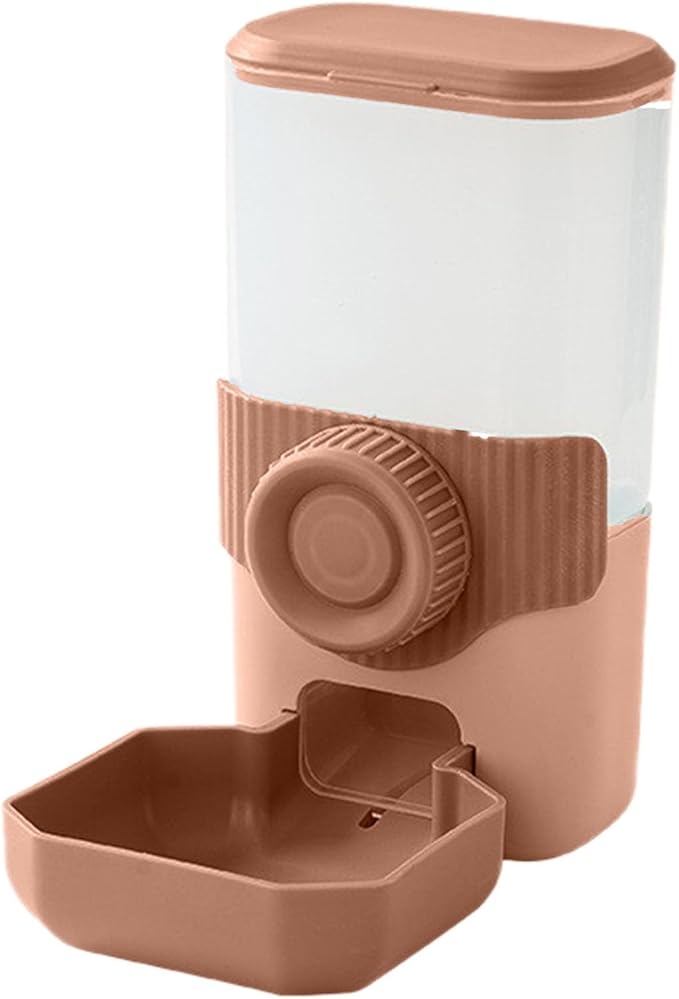 Hanging Cage Automatic Small Pet Food Bowl Water Bottle Dispenser, Auto Pet Feeder and Waterer Set, Suitable for Small Dogs, Cats, Kittens, Puppies, Rabbits, Chinchillas(900ML) (Coffee)