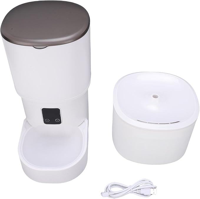AYNEFY Smart Pet Feeder, Automatic Plastic Food Dispenser and Waterer with Remote Control Low Noise Pet Supplies for Cats Dogs Feeding Watering