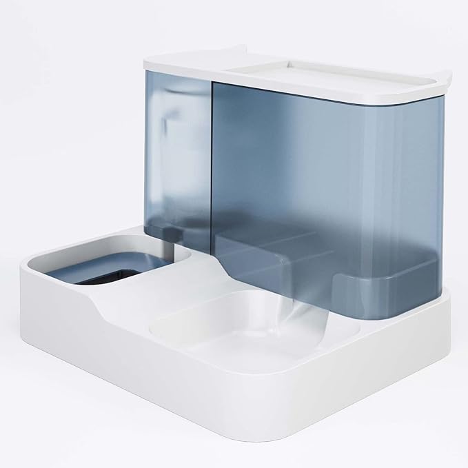Acouto Automatic Pet Water Food Dispenser Pet Water Food Dispenser 2 in 1 Large Capacity Transparent Window Automatic Feeder Dog Dog Feeder SuppliesCats/ & (Blue)