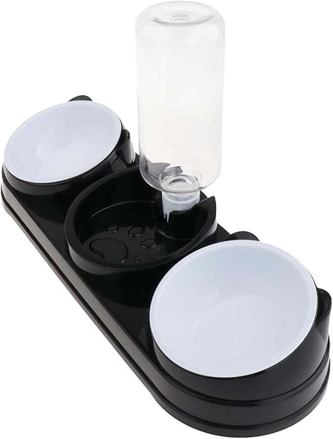 Double Bowl Pet Food Water Dish Feeder for Dog Cats Daily Feeding with Automatic Dispenser for Dry Wet Double Bowl Feeder