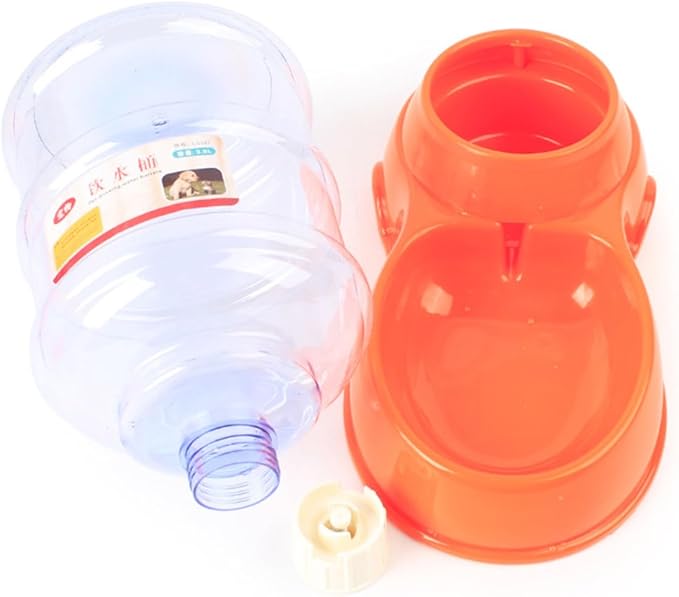 Automatic PET Feeder and Water Bowl Orange 3.5L Food Bowl and Drinking Fountain for Cats and Dogs for PET Owners Busy Lifestyles