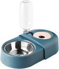 Automatic Dog and Cat Feeding Bowl with Gravity Water Dispenser, Spill-Proof Blue Pet Food and Water Feeder for Small to Medium Dogs and Cats