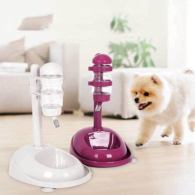 Pet Water Dispenser, Pet Feeder and Waterer Self Dispensing Automatic Feeder - Food and Water Dispenser Set Dog Cat Pet Food Bowl,Perfect for Cats or Dogs(White)