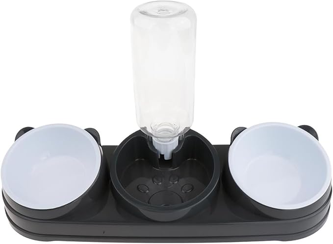 Tilted Double Bowl Pet Feeder with Automatic Waterer Elevated Design for Dogs Cats Daily Feeding Essentials Pet Feeding Bowl