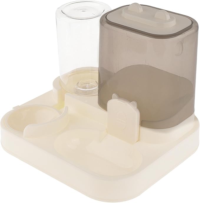 2 in 1 Automatic Pet Feeder and Water Dispenser with 1800ml Food Capacity, 800ml Water Container for Cats and Small Dogs, Travel Feeding Station- Clear
