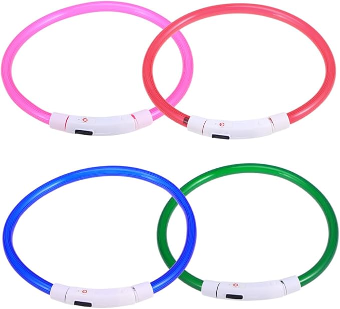 ibasenice LED Dog Collar Rechargeable Glowing Pet Collar for Night Safety Red Durable Energy Saving Design and Flexible for Dogs