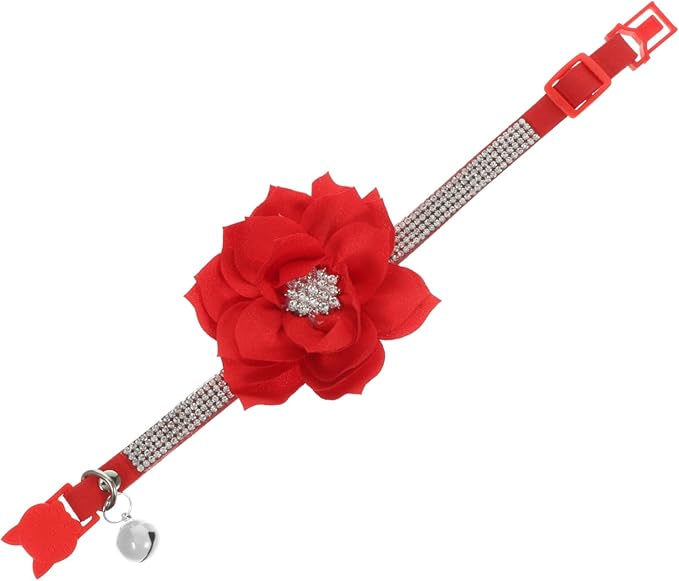 Yardwe Rhinestone Cat Necklace Adjustable Separating Pet Collar Bell Fashionable Comfortable for Daily Wear Parties Christmas Birthdays Weddings Photos