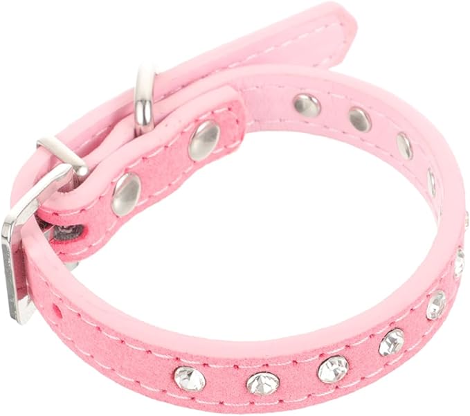 Milisten Adjustable Rhinestone Dog Collar for Dogs and Cats Stylish Pet Neck Decor Pu Material for Daily Wear and Parties