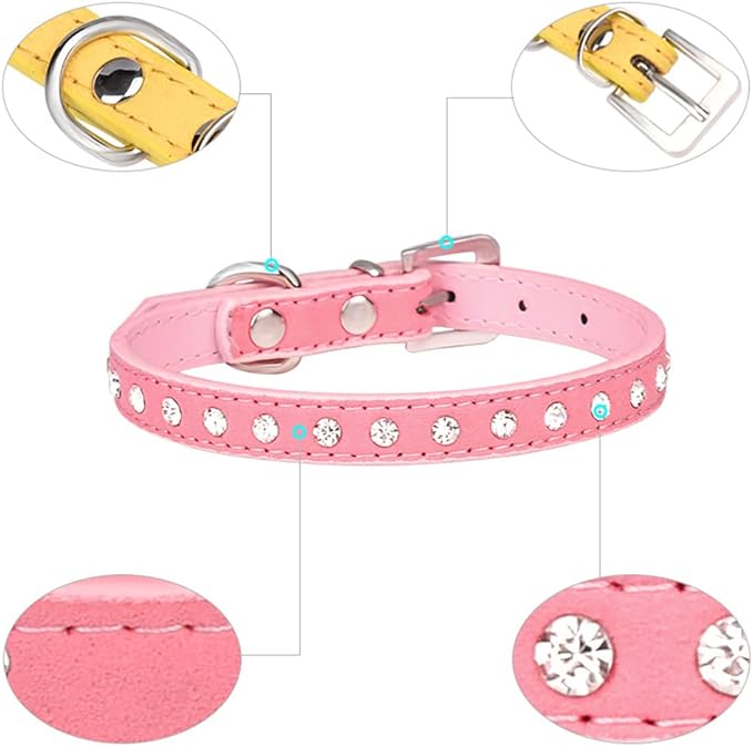 Blue Rhinestone Dog Collars for Medium Dogs, Pretty Bling Dog Collar Crystal Jewel Glitter Diamond Female Puppy Collar for Small Medium Pet Girl Dogs, M