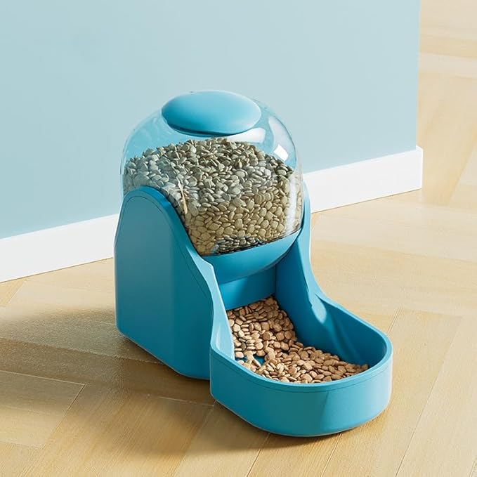 Automatic Pet Food Dispenser, 3.8L Large Capacity, 7-Day Auto Feeder with 18° Ramp, Food Grade Material, Blue (Peacock Green Feeder, 3.8L)