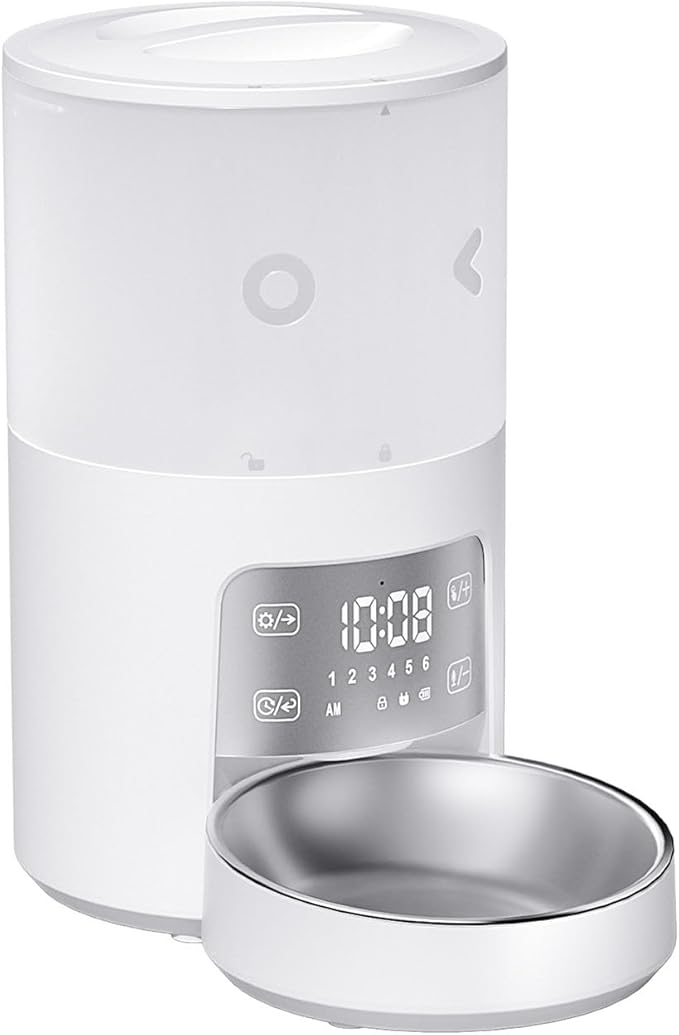 Automatic Pet Feeder, Dual Power Supply, Programmable Timer, LED Touch Screen, Recordable, Compatible with Dry Food for Cats and Dogs