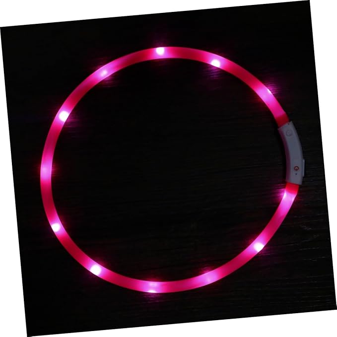 SUPVOX Reflective Led Dog Collar USB Rechargeable Light Settings Neon Pink for