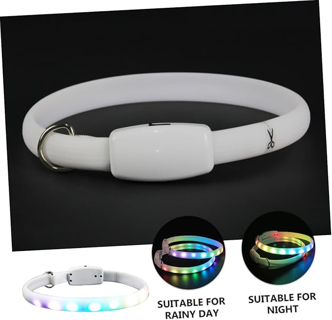 Cabilock LED USB Charging Dog Collar Luminous Pet Collar Waterproof Flashing Glowing Dog Neck Strap for Outdoor Evening Walks