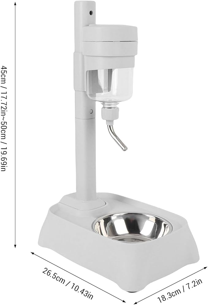 Height Adjustable Cat Dog Water Feeder Bottle, Intelligent Stylish and Functional Design Automatic Pet Standing Water Dispenser for Small Animal(Grey 500ml) (Elegant Gray)