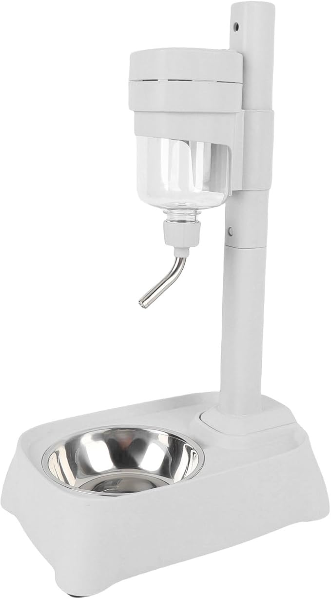 Adjustable Dog Standing Water Dispenser, 500ml Automatic Feeder Bottle Raised Drinking Pet Food Water Bowl for Cat Dog with Water Solution (Elegant Gray)