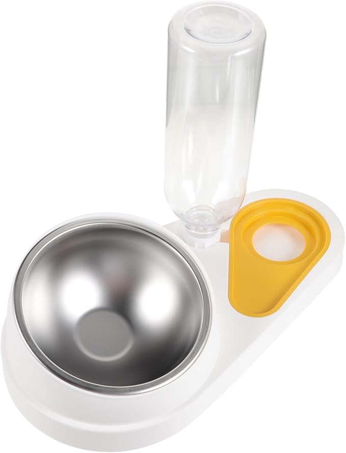 Automatic Pet Feeder and Water Dispenser Bowl, White Plastic Dog Feeder with Anti-Spill Design, Suitable for Small Dogs and Cats, for Home Feeding and Travel Use