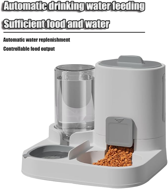 Automatic Pet Feeder for Cats and Small Dogs - 2-in-1 Food and Water Dispenser with Stainless Steel Bowl for Dry Food - Perfect for Small/Medium Dogs, Puppies and Kittens,Blue