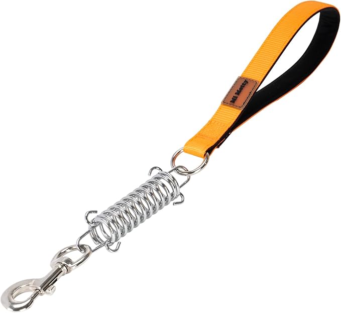 Heavy Duty Dog Leash, Chew Proof Metal Leash for Large Dogs (Up to 250lbs), WireRope Dog Leashes with Soft Silicone Grip (Orang Short, 1.5 FT)