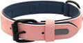 Genuine Leather Large Dog Collar Padded Durable Dog Collars Real Leather Collar for Large Dog Rottweiler Labrador Pitbull Pink L
