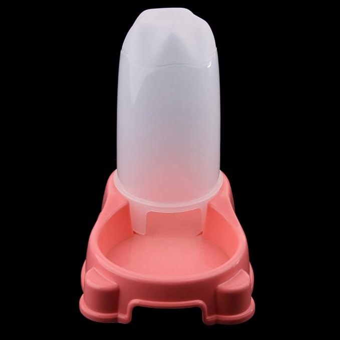 Pet Feeder Waterer Automatic Food and Water Dispenser Bowl for Dogs and Cats (Pink)