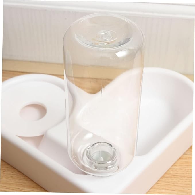 Angoily 2pcs Corner Shape Pet Feeder Automatic Water Dispenser Bottle Dual Bowls for Cats Dogs Practical Non- Design Detachable Nozzle Plastic Pet Supplies